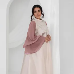 Ethnic Clothing Femme Musulman For Middle East Arabia Satin Gown Evening Dress Abayas Women Patchwork Flare Sleeve Diamond Muslim Dresses