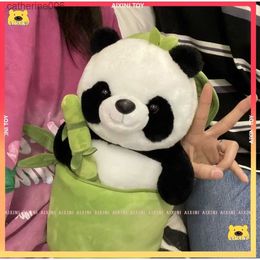 Stuffed Plush Animals 30cm Creative Funny Doll Bamboo Tube Panda Plush Toy Stuffed Soft Tearful Panda Hiding in Bamboo Bag Toys for Kids Girls GiftL231228