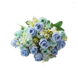 Decorative Flowers Indoor Outdoor Floral Decor Korean Style Exquisite Artificial Rose Bouquet For Home Wedding 10 Forks Simulation Flower