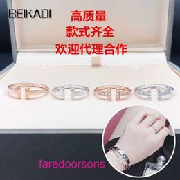 Designer Jewellery Tifannissm Bracelets Double T opening ring Light luxury net red adjustable Silver 18K Rose Gold couple t home With Original Box