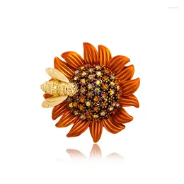 Brooches Cute Sun Flower Insect Pin Corsage High-end Moving Bee Brooch Suit Clothing Accesories Trendy Wedding Banquet Jewellery Gifts