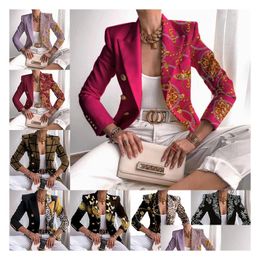 Women'S Suits Blazers Womens Autumn Fashion Turn-Down Collar Women Outerwear Office Lady Elegant Butterfly Print Blazer Coat Sprin Dhoir