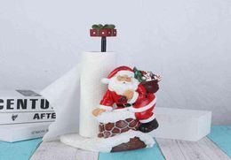 Decorative Objects Figurines JIEME Creative Snowman Santa Claus Paper Towel Rack Christmas Gifts Home Living Room Desktop Decorati1506482