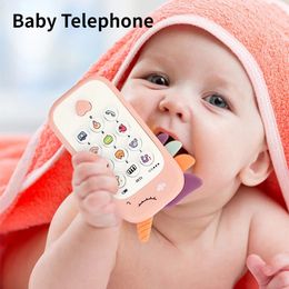 Baby Phone with Teether Music Sound Telephone Early Educational Toys Infant Simulation Mobile Sleeping Toy Birthday Gifts 231228
