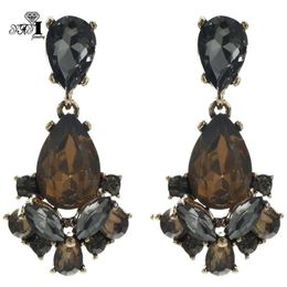 YaYi Jewelry New Brown Glass Gray Rhinestone Dangle Crystal Earring Women's Fashion Ancient Gold Color Gem Earrings 1165306P