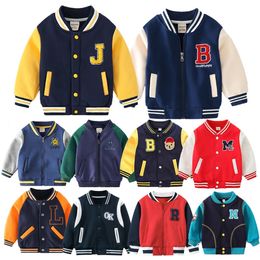 Kids Winter Jacket Button Casual Letter Baseball Uniform Coats Round Neck Cardigan Sportswear Autumn And Child Clothes 231228