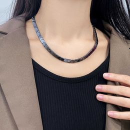 2024 DESIGNERS Hip Hop Black Gallstone Titanium Steel Necklace for Men and Women New Small and Versatile Design Simple and Versatile High Grade Collar Chain