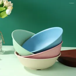 Bowls Creative Anti-Mouth Bowl Wheat Straw Round Meal Nordic Style Exquisite Tableware Non-Slip Plastic Noodle Soup Rice