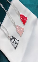S925 silver ghost and ghost necklace vintage sterling silver epoxy enamel elf pendant necklace men and women silver red pink clavi9549509