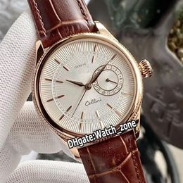 39mm Cellini Watches Rose Gold Case Date 39mm 50515 m50515-0008 m50519-0011 Automatic Silver Texture Dial Mens Watch Leather Strap220e