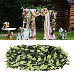 Decorative Flowers 10m Artificial Plants Leaves Vine Wax Thread Black Green Simulation Rattan DIY Wedding Party Home Decoration