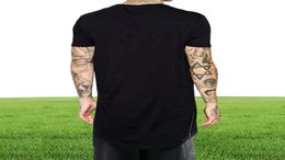 New Clothing Mens Black long t shirt Zipper Hip Hop longline extra long length tops tee tshirts for men tall tshirt2888228