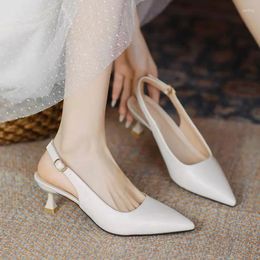 Dress Shoes 2023 Autumn Fashion Slingback Women Sandals Pointed Fine Elegant High Heels Pumps Office Wedding Party Solid Color