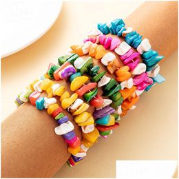 Charm Bracelets Natural Crystal Irregar Gravel Bracelet Hand Made Stone Elastic Bracelets For Drop Delivery Jewellery Bracelet Dhgarden Dhecp