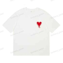 Amis Paris Luxury Women's T Shirt Brand Men's T-shirts Red Love Tees Designers Heart Print Summer Tops Casual Cotton Short Sleeves TX63