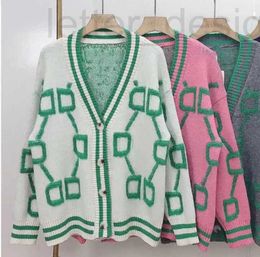 Women's Sweaters designer luxury G Fashion V Neck Long Sleeve Cardigan Women Green Autumn Winter Knitted Sweater Loose Casual Letter Jacquard sweaters MXDT