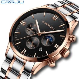 Relojes Watch Men CRRJU Fashion Sport Quartz watch Mens Watches Top Brand Luxury Business Waterproof Watch horloges mannen266Q