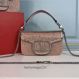 Shoulder Crystal Buckle New VLTN Purse Small Square Letter Handbag Magnetic Designer Light Luxury Single Bag Messenger Shiny Portable Bags G1IFFMIM