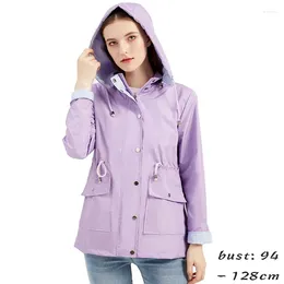 Women's Trench Coats High Quality Hooded Cardigan Coat For Women Big Size Autumn Winter 2023 Casual Clothes - Black Grey Purple