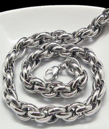 New Middle Eastern Style Silver Pure 316L Stainless steel Silver Oval Rope Chain Link Necklace in Men Jewellery 9mm 200393547311
