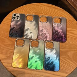 Luxury Dazzling Color Stamping Foxtail Phone Case For iPhone 11 12 13 14 15 Pro Max Fashion Gradual Color Shockproof IMD Cover 100pcs