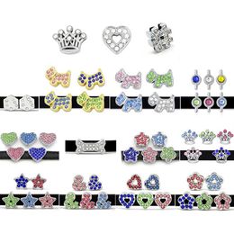 10PCS 8MM Crystal Rhinestone Slide Charms Fit for 8mm Wristband bracelet Belt Pet collar 5 styles can choose LSSC13-405211a