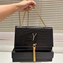 2024 Crocodile Tassel Shoulder Bags designer bag woman chain bag luxury Alligator cross body phone purse Leather 5A