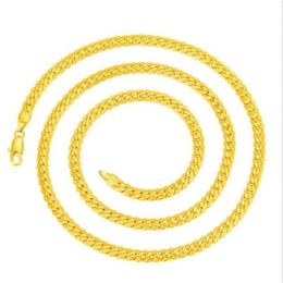 Men 14KGP Stamped Gold Plated Italy Herringbone Chain Necklace 6mm 60cm295h