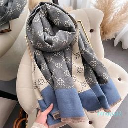 Scarves Thick Winter Poncho Women Scarf Luxury Floral Warm Shawl And Wrap Cashmere Pashmina Design Blanket Echarpe 2023