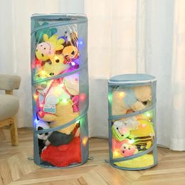 Plush Doll Storage Bucket Children s Toy Box Container Cylinder Organizer Basket Display Stand 231228