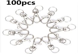 100pcslot Swivel Lobster Clasp Clips Key Hook Keychain Split Key Ring Findings Clasps for Keychains Making H09153809184