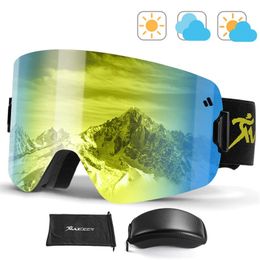 Magnetic Ski Goggles Set Anti-Fog 100% UV400 Protection Snow Goggles Snowboard for Men Women OTG Over Glasses Skiing Eyewear 231227