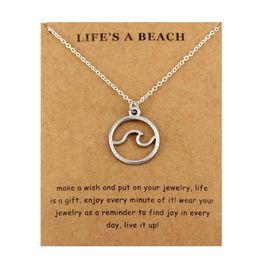 Pendant Necklaces Ocean Waves Beach Necklace Nautical Surfing Pendants Women Men Jewelry Lover's Party Gift Drop2613