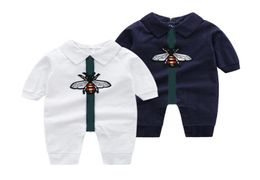 Summer Baby Embroidery Animal Pattern Long Sleeve Jumpsuit Boy Combed Cotton Lnfant Climbing Clothes Newborn Pyjama Out1462642