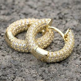 Men Women Blingbling Earrings Gold Silver Colour Full CZ Diamond Earrings Hoop Punk Rock Hip Hop Jewelry294j