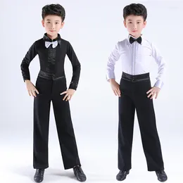 Stage Wear Latin Dancer Suit Rumba Salsa Ballroom Tango Performance Children's Black And White Butterfly Dress