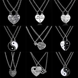 New Fashion 2PC Set Friend Gifts Heart Broken Pendant Necklace Chain Women Men Friendship Jewellery Charms Unisex BFF254j