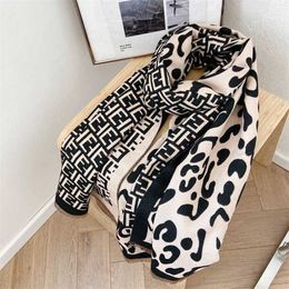 28% OFF scarf Autumn and Winter New Scarf ins Korean Leopard Pattern Cashmere Double Sided Dual Color Warm Shawl Women's Fashion Versatile Thickened