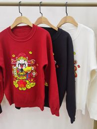 1220 2024 Runway Autumn Brand SAme Style Sweater Long Sleeve Crew Neck Black White Red Womens Clothes High Quality Womens YL