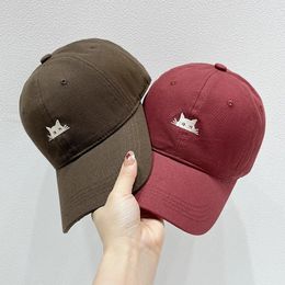 Han Edition Half Face Cat Soft Baseball Cap Embroidery Summer Female Joker Sunscreen Male Black Leisure Lovely Couple 231228