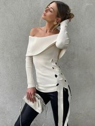 Women's Sweaters Tossy Off-Shoulder Female Knitwear Sweater Pullover Fashion Backless Long Sleeve Slim Autumn 2023 Knit Top Women