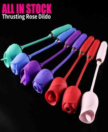 Massager Aimitoy Big Rose Flower Female Clit Licking Thrusting Dildo Electric Egg for Women Personal Clitoral Sucking Tongue Vibra2031361