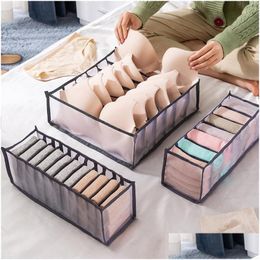 Storage Boxes & Bins Bra Storage Boxes Underwear Clothes Organizer Der Nylon Divider Closet For Folding Ties Socks Shorts Drop Deliver Dh2Db