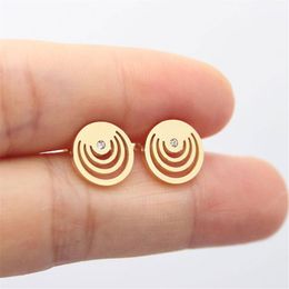 New Whole 10 Pair Custom Stainless Steel Earring Geometric Round Earrings Circles Girls Kids Ear Studs Birthday Gift Jewellery T266p