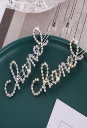 2pic fashion Hair Pins pearl hairpin personality creative private custom English name pearls side clip Mix and match AAA601797602