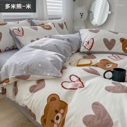 Bedding Sets Cute Bear Comforter Cartoon Flower Duvet Cover Cotton Quilt Sheet Girls Kids Bed Linens