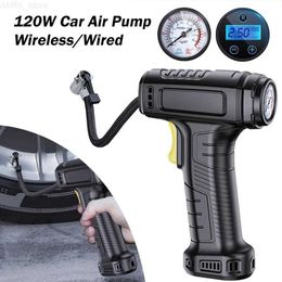 Inflatable Pump 120W Car Air Pump Wireless/Wired Tire Inflatable Pump Portable Car Air Compressor Electric Car Tire Inflator For Car BicycleL231228