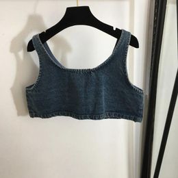 Women's Tanks 2024 Summer Sexy Letter Denim Tank Top Women Streetwear Tops Fashion Classic Vest High Quality Female