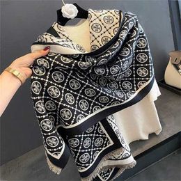 10% OFF High grade cashmere for women in new European American style winter shawl with fur edge thick and warm double-sided scarf on the outside