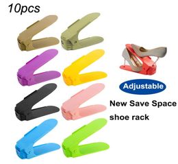 10pcs Shoe Slots Organiser Adjustable Shoe Rack Shoe Organiser Double Layer Space Saver Storage Rack Holder Shelf6406439